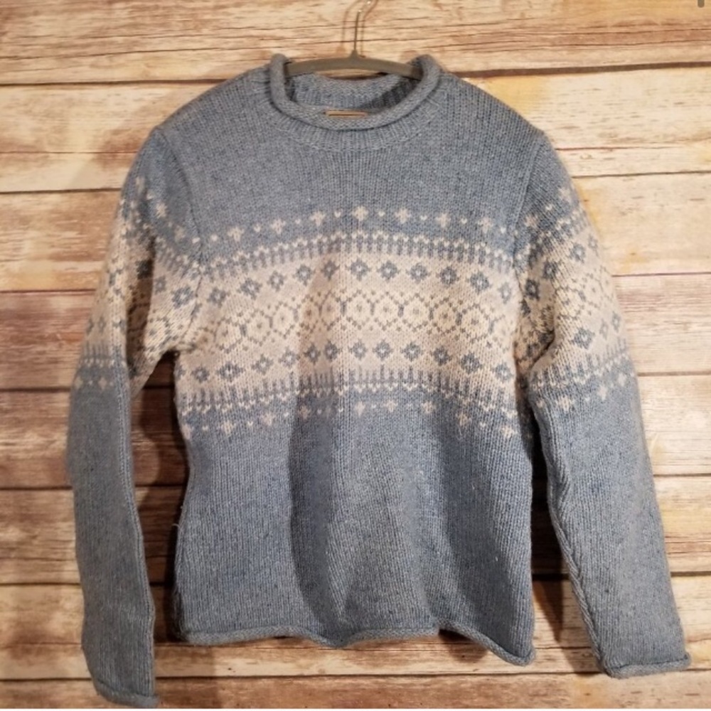 LL Bean Knit Nordic Mock Cowl Neck Sweater